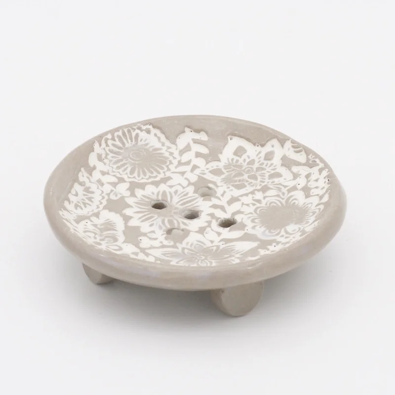 Porte savon rond en céramique BEIGE